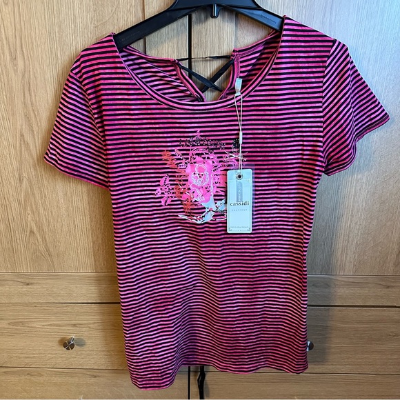 Brand New With Tags Israeli Brand Cassadi Pink Striped T-Shirt - Picture 5 of 16